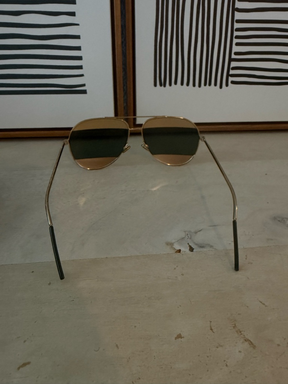 Dior Gold Frame Mirrored Sunglasses - Gold & Silver Lenses - Picture 4 of 5